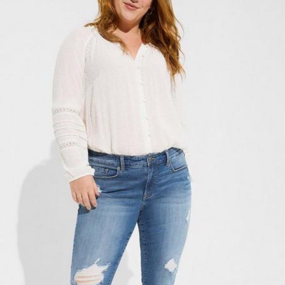 TORRID | Gauze Lace Inset Top